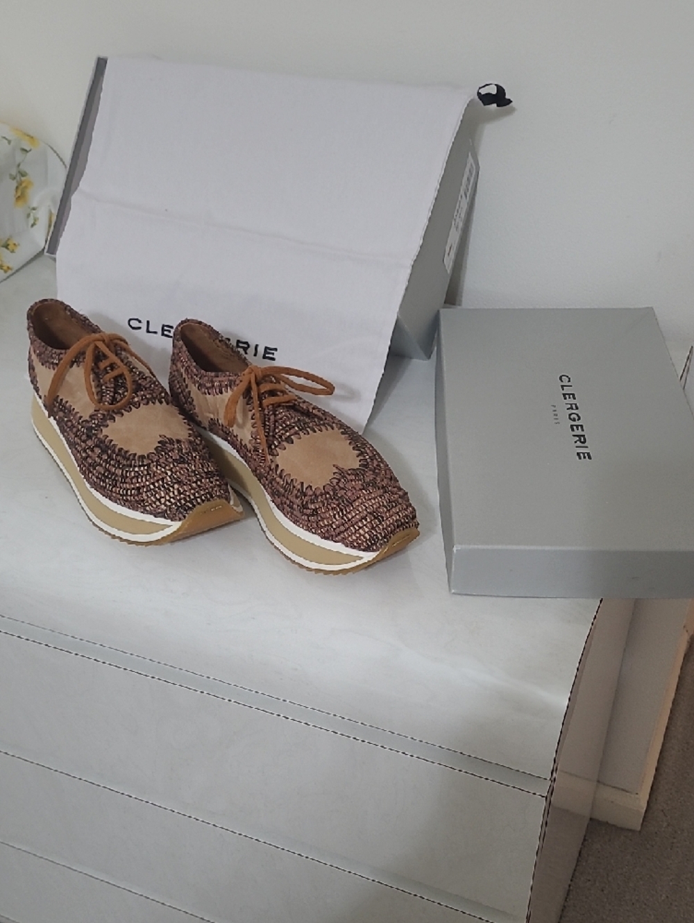Robert Clergerie Nude Suede Raffia Luxury Women's Shoes